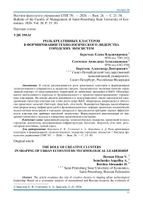 Роль креативных кластеров в формировании технологического лидерства городских экосистем