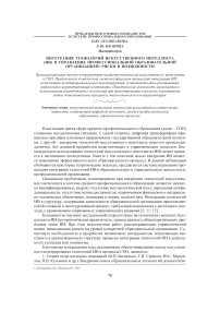 Интеграция технологий искусственного интеллекта (ИИ) в управление профессиональной образовательной организацией: риски и возможности
