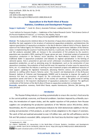Aquaculture in the North-West of Russia: Statistics, Conditions and Development Prospects