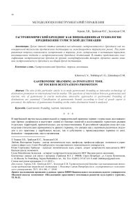 Гастрономический брендинг как инновационная технология продвижения туристской дестинации