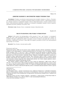 Доверие в бизнесе: восприятие общественностью