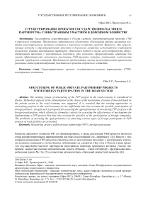 Структурирование проектов государственно-частного партнерства с иностранным участием в дорожном хозяйстве