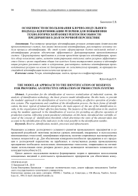 Особенности использования блочно-модульного подхода идентификации резервов для повышения технологической конкурентоспособности предприятия в долгосрочной перспективе