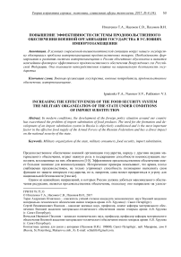 Повышение эффективности системы продовольственного обеспечения военной организации государства в условиях импортозамещения