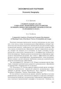 Сравнительный анализ социально-экономического развития муниципальных образований городов-курортов Геленджик и Анапа