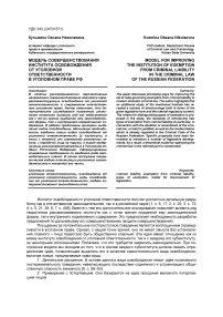 Модель совершенствования института освобождения от уголовной ответственности в уголовном праве РФ