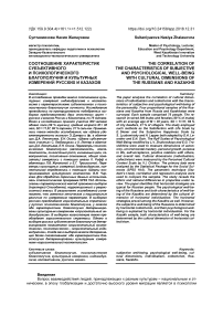 Соотношение характеристик субъективного и психологического благополучия и культурных измерений русских и казахов