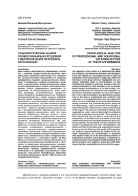 Социологический анализ профессионально-трудовой самореализации персонала организации