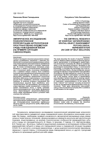 Эмпирическое исследование психологической репрезентации антропогенной пространственно-предметной среды повседневной жизни (на примере ситуации самоизоляции)