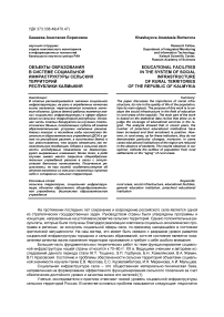 Объекты образования в системе социальной инфраструктуры сельских территорий Республики Калмыкия