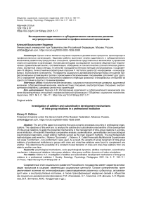 Исследование аддитивного и субординативного механизмов развития внутригрупповых отношений в профессиональной организации