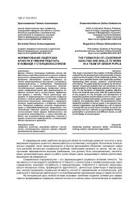 Формирование лидерских качеств и умения работать в команде у старшеклассников