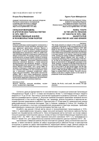 Сельская молодежь в арктических районах Якутии в 1970-1980 гг.: количественный анализ в половозрастном разрезе