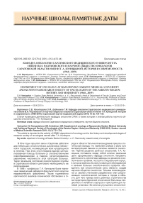 Кафедра онкологии Саратовского медицинского университета имени В. И. Разумовского и Научное общество онкологов Саратовской области имени Т. А. Куницыной: история и современность (1968-2019)