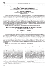 Нано- и микроморфологические доказательства коллоидной структуры содержимого включений кольцевых силикатных кристаллов