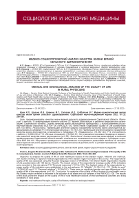 Медико-социологический анализ качества жизни врачей сельского здравоохранения