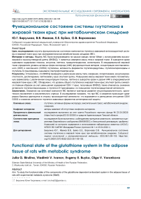 Функциональное состояние системы глутатиона в жировой ткани крыс при метаболическом синдроме