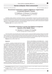 Включения турмалина в пирите рифейских терригенных отложений Среднего Тимана
