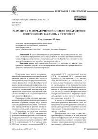 Разработка математической модели обнаружения программных закладных устройств