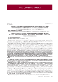 Краниологические коллекции кафедры нормальной анатомии военно-медицинской академии - национальное достояние и уникальная база для научных исследований