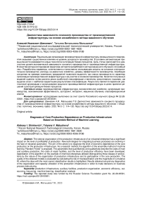 Диагностика зависимости основного производства от производственной инфраструктуры на основе ансамблевого метода машинного обучения