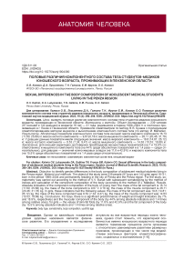 Половые различия компонентного состава тела студентов-медиков юношеского возраста, проживающих в Пензенской области