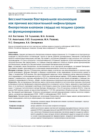 Бессимптомная бактериальная колонизация как причина воспалительной инфильтрации биопротезов клапанов сердца на поздних сроках их функционирования