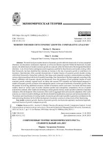 Современные теории экономического роста: сравнительный анализ