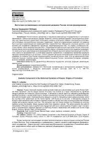 Восточная составляющая в исторической динамике России: истоки формирования