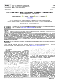 Experimental study of organ dysfunction and inflammatory response in acute post-manipulation pancreatitis