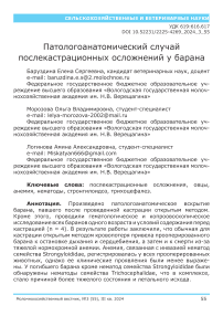 Патологоанатомический случай послекастрационных осложнений у барана