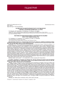 Особенности микроэлементарного состава волос у детей с сахарным диабетом 1-го типа