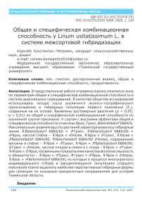 Общая и специфическая комбинационная способность у Linum usitatissimum L. в системе межсортовой гибридизации