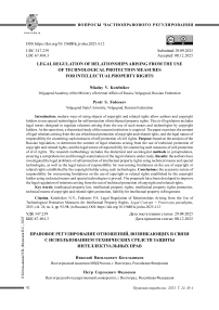 Правовое регулирование отношений, возникающих в связи с использованием технических средств защиты интеллектуальных прав