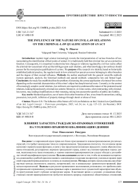 Влияние характера гражданско-правовых отношений на уголовно-правовую квалификацию деяния