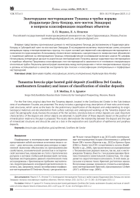 Золоторудное месторождение Тунанца в трубке взрыва (Кордильера-Дель-Кондор, юго-восток Эквадора) и вопросы классификации подобных объектов