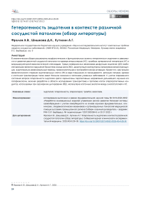 Гетерогенность эндотелия в контексте различной сосудистой патологии (обзор литературы)