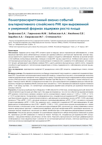 Полнотранскриптомный анализ событий альтернативного сплайсинга РНК при выраженной и умеренной формах задержки роста плода