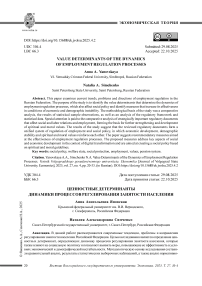 Ценностные детерминанты динамики процессов регулирования занятости населения