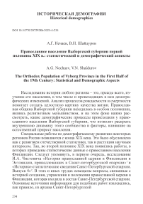 Православное население Выборгской губернии первой половины XIX в.: статистический и демографический аспекты