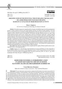 Выявление потенциала повышения сальдо трудовой миграции российских регионов на основе анализа их миграционной активности