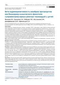 Бета-адренореактивность мембран эритроцитов как биомаркер клинического фенотипа суправентрикулярных реентри тахикардий у детей