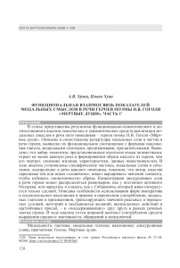 Функциональная взаимосвязь показателей модальных смыслов в речи героев поэмы Н.В. Гоголя «Мертвые души». Часть 1