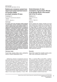 Вербальное измерение ценностных ориентаций представителей власти на Русском Севере во второй половине XX века