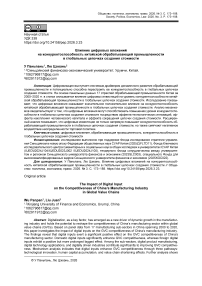 Влияние цифровых вложений на конкурентоспособность китайской обрабатывающей промышленности в глобальных цепочках создания стоимости