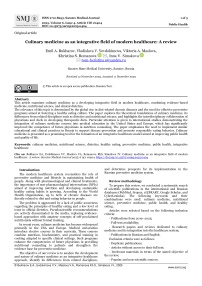Culinary medicine as an integrative field of modern healthcare: A review