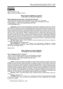 Представления современных студентов о престижности избранной профессии