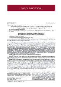Информированность женщин с сахарным диабетом по вопросам подготовки и планирования беременности
