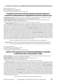Специфика когнитивного фактора профессиональной надежности специалиста информационных подразделений органов внутренних дел