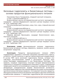 Белковые гидролизаты и биоактивные пептиды – основа продуктов функционального питания